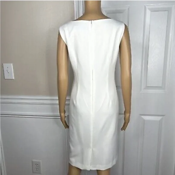 Kasper Sleeveless Studded Sheath Dress Size 6 Off-White - Picture 8 of 9